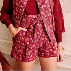 Sezane Womens 36 4 Island Pondicherry Shorts Minimalist Vacation Luxury Floral